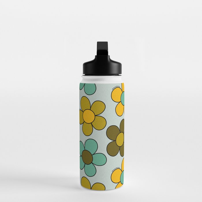 Groovy Flowers Print in Blue Water Bottle Gallery Image 3