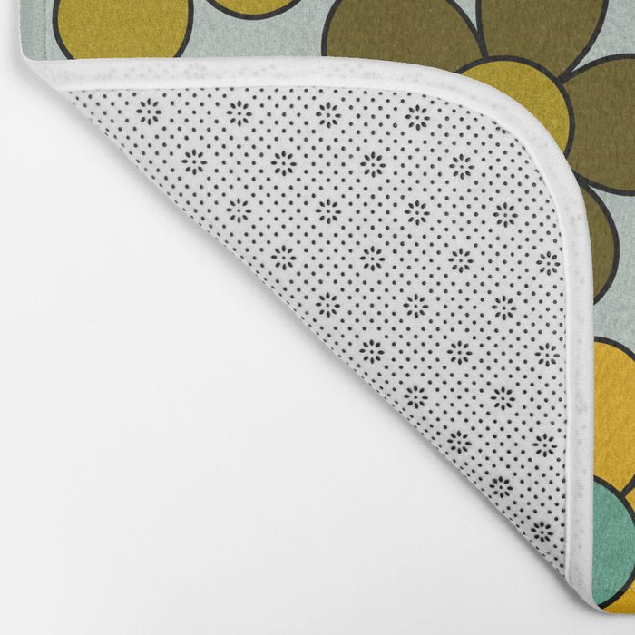 Groovy Flowers Print in Blue Bath Mat Gallery Image 2