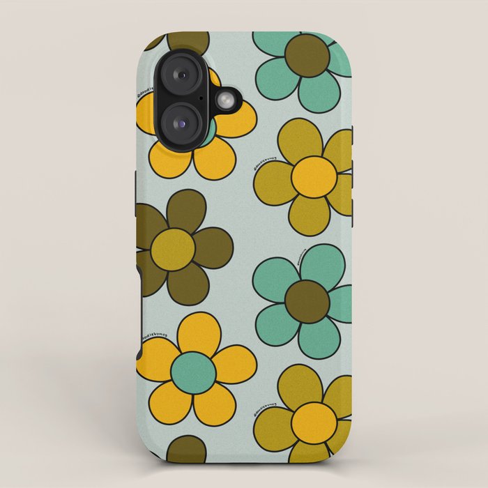 Groovy Flowers Print in Blue iPhone Case Gallery Image 1