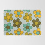 Groovy Flowers Print in Blue Rug Gallery Image 2
