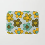 Groovy Flowers Print in Blue Bath Mat Gallery Image 1