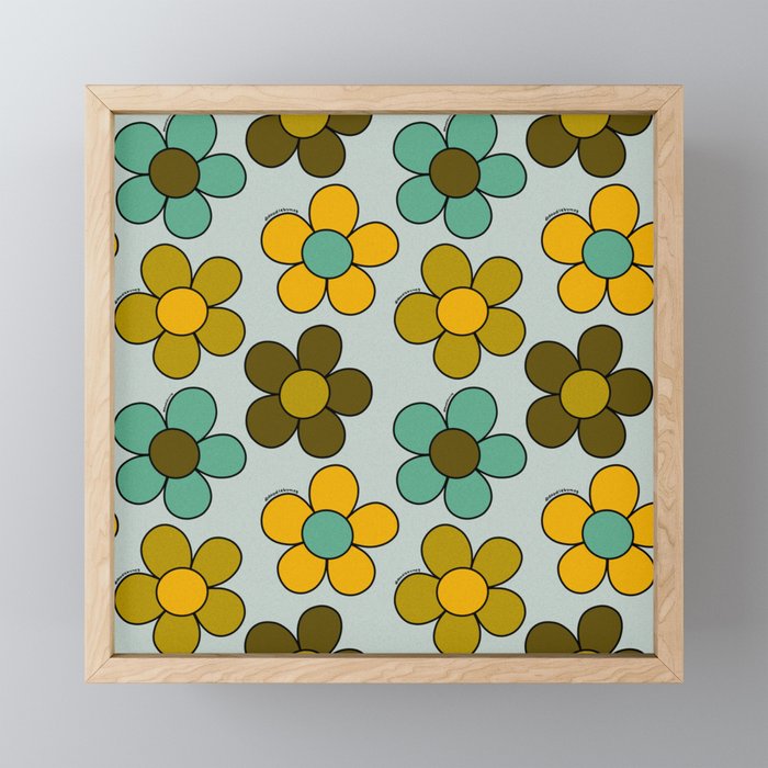 Groovy Flowers Print in Blue Mini Art Print Gallery Image 1
