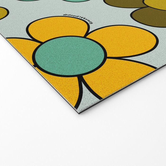 Groovy Flowers Print in Blue Welcome Mat Gallery Image 2