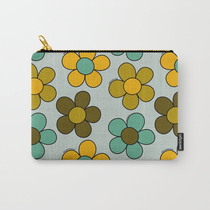 Groovy Flowers Print in Blue Carry All Pouch Gallery Image 1