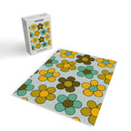 Groovy Flowers Print in Blue Jigsaw Puzzle Gallery Image 2