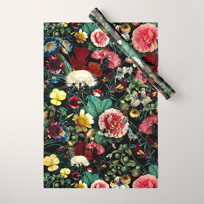 Night Vintage Garden Wrapping Paper Gallery Image 1