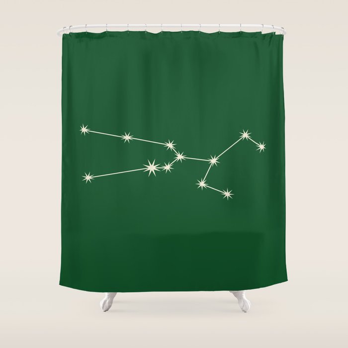 Taurus Zodiac Star Constellation Line Art Green Shower Curtain Gallery Image 1