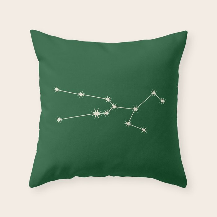 Taurus Zodiac Star Constellation Line Art Green Throw Pillow Gallery Image 6