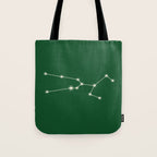 Taurus Zodiac Star Constellation Line Art Green Tote Bag Gallery Image 1