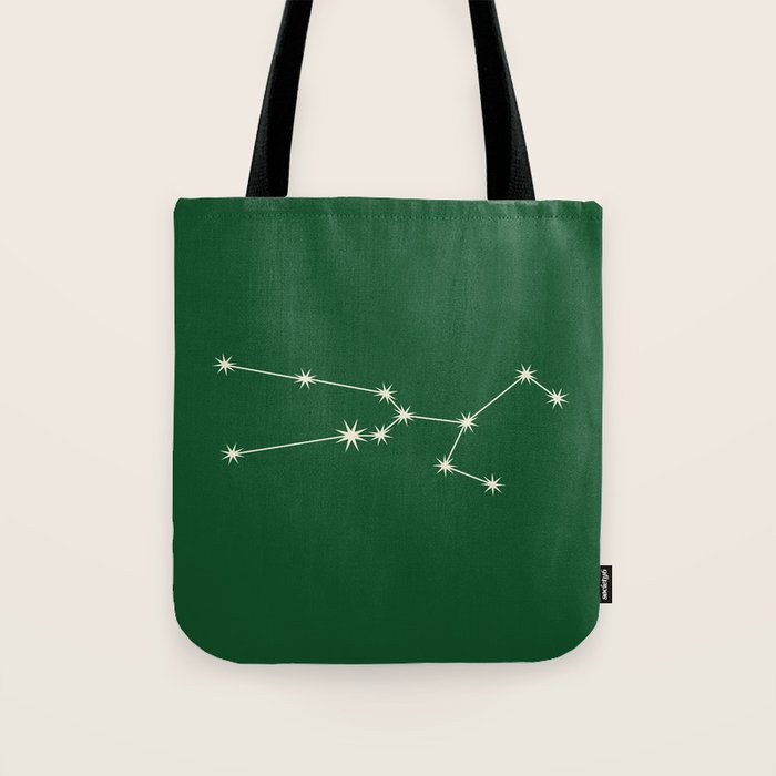 Taurus Zodiac Star Constellation Line Art Green Tote Bag Gallery Image 1