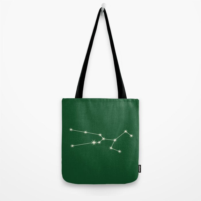 Taurus Zodiac Star Constellation Line Art Green Tote Bag Gallery Image 2