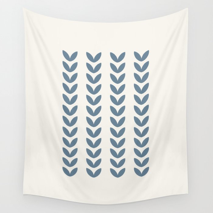 Leaf Pattern Pastel Blue - Scandinavian Wall Tapestry Gallery Image 4