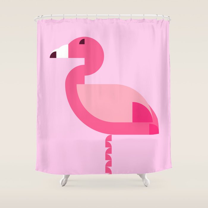 Geometric flamingo Shower Curtain Gallery Image 1