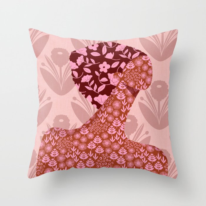 Flower Woman Throw Pillow Gallery Image 6