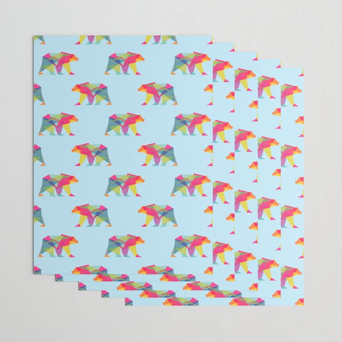 Fractal Bear - neon colorways Wrapping Paper Gallery Image 3