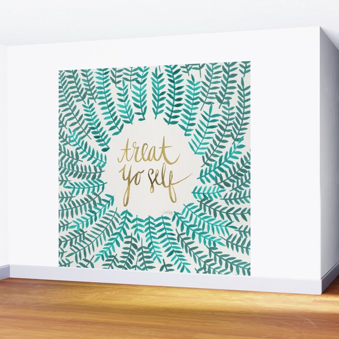 Treat Yo Self - Gold & Turquoise Wall Mural Gallery Image 2
