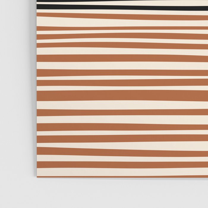 Natural Stripes Modern Minimalist Colour Block Pattern Black Rust Almond Cream Poster Gallery Image 3