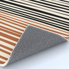 Natural Stripes Modern Minimalist Colour Block Pattern Black Rust Almond Cream Rug Gallery Image 4