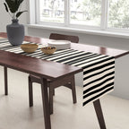 Natural Stripes Modern Minimalist Colour Block Pattern Black Rust Almond Cream Table Runner Gallery Image 2