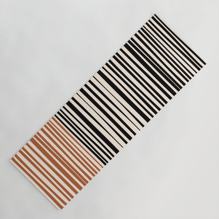 Natural Stripes Modern Minimalist Colour Block Pattern Black Rust Almond Cream Yoga Mat Gallery Image 1