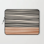 Natural Stripes Modern Minimalist Colour Block Pattern Black Rust Almond Cream Laptop Sleeve Gallery Image 1