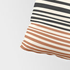 Natural Stripes Modern Minimalist Colour Block Pattern Black Rust Almond Cream Pillow Sham Gallery Image 4