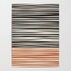 Natural Stripes Modern Minimalist Colour Block Pattern Black Rust Almond Cream Poster Gallery Image 4