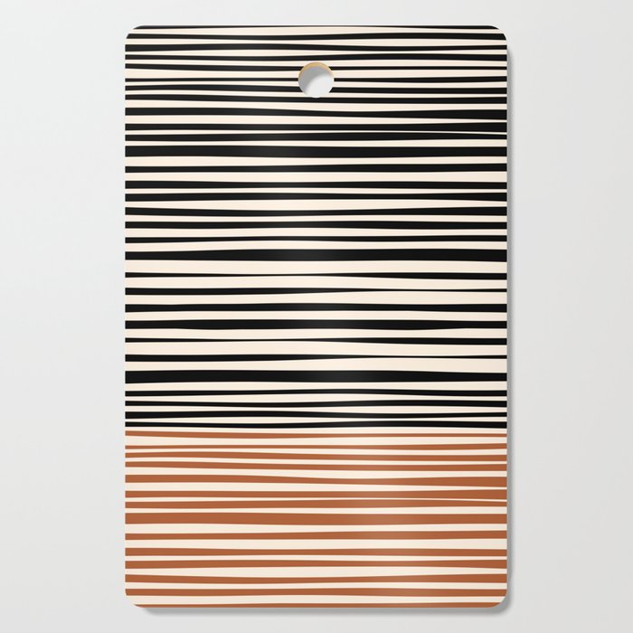 Natural Stripes Modern Minimalist Colour Block Pattern Black Rust Almond Cream Cutting Board Gallery Image 1