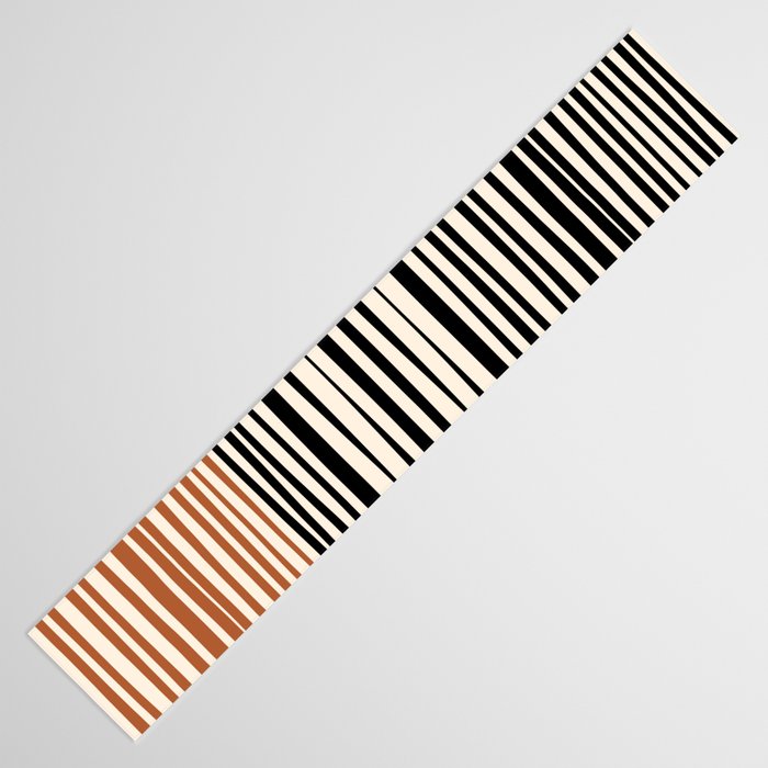 Natural Stripes Modern Minimalist Colour Block Pattern Black Rust Almond Cream Table Runner Gallery Image 3