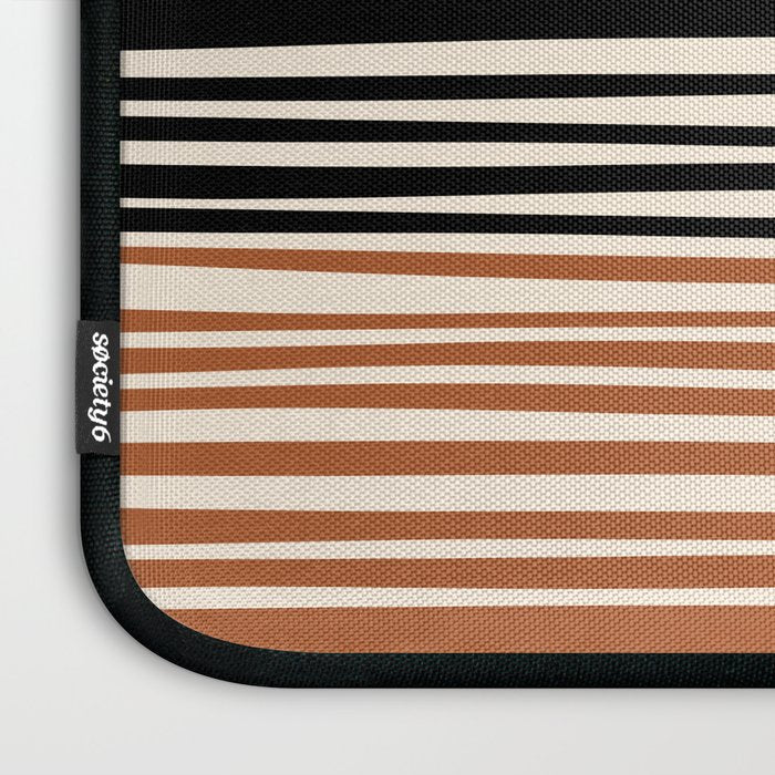 Natural Stripes Modern Minimalist Colour Block Pattern Black Rust Almond Cream Laptop Sleeve Gallery Image 3