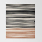 Natural Stripes Modern Minimalist Colour Block Pattern Black Rust Almond Cream Throw Blanket Gallery Image 2