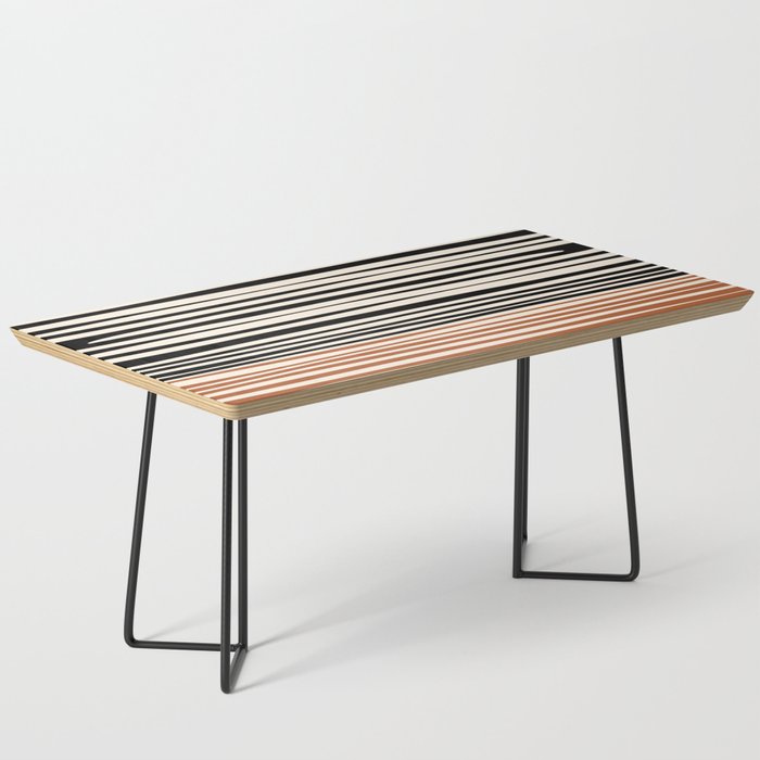 Natural Stripes Modern Minimalist Colour Block Pattern Black Rust Almond Cream Coffee Table Gallery Image 1