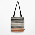 Natural Stripes Modern Minimalist Colour Block Pattern Black Rust Almond Cream Tote Bag Gallery Image 2