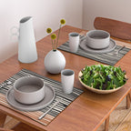 Natural Stripes Modern Minimalist Colour Block Pattern Black Rust Almond Cream Placemat Gallery Image 2