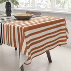 Natural Stripes Modern Minimalist Colour Block Pattern Black Rust Almond Cream Tablecloth Gallery Image 3
