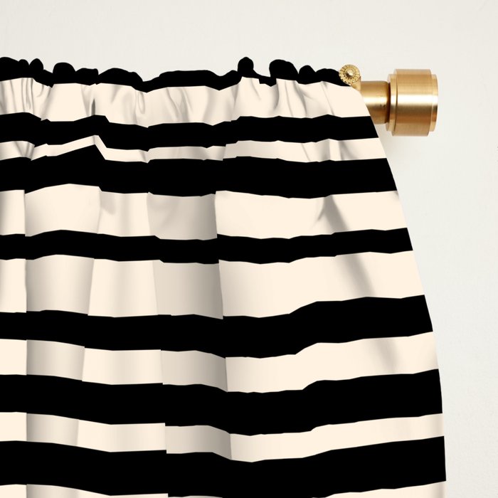 Natural Stripes Modern Minimalist Colour Block Pattern Black Rust Almond Cream Window Curtain Gallery Image 2