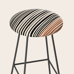 Natural Stripes Modern Minimalist Colour Block Pattern Black Rust Almond Cream Stool Gallery Image 2