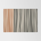 Natural Stripes Modern Minimalist Colour Block Pattern Black Rust Almond Cream Rug Gallery Image 2
