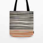Natural Stripes Modern Minimalist Colour Block Pattern Black Rust Almond Cream Tote Bag Gallery Image 1