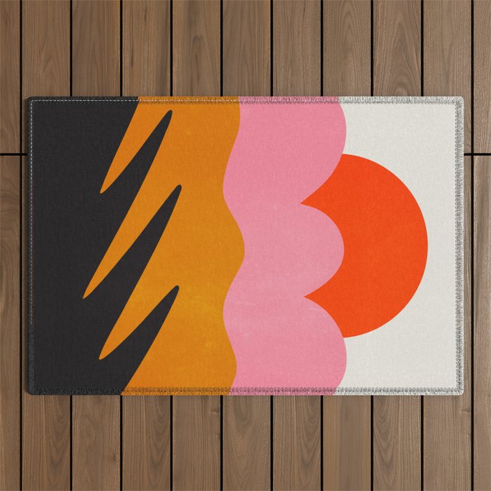 Landscape 02: Mid Century Abstraction Outdoor Rug Gallery Image 1