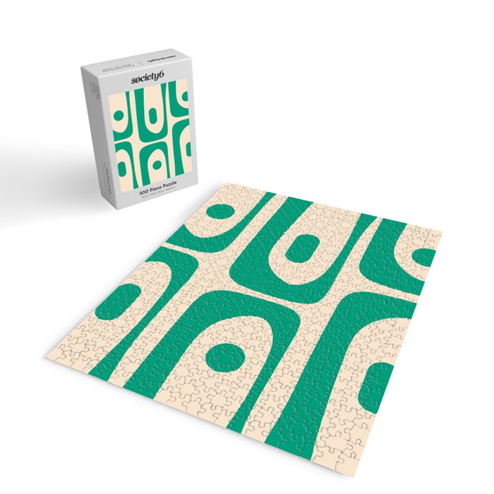 Mid Century Modern Minimalist Retro Abstract Piquet Pattern in Jade Green Jigsaw Puzzle Gallery Image 2