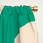 Mid Century Modern Minimalist Retro Abstract Piquet Pattern in Jade Green Window Curtain Gallery Image 2