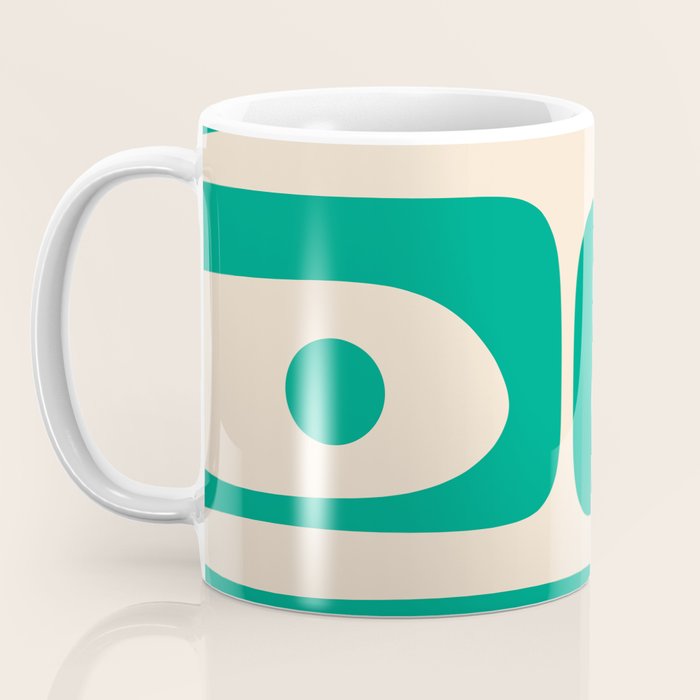 Mid Century Modern Minimalist Retro Abstract Piquet Pattern in Jade Green Coffee Mug Gallery Image 3