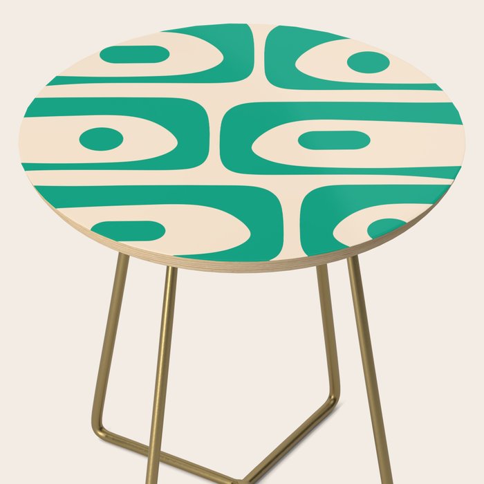 Mid Century Modern Minimalist Retro Abstract Piquet Pattern in Jade Green Side Table Gallery Image 2