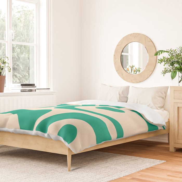 Mid Century Modern Minimalist Retro Abstract Piquet Pattern in Jade Green Duvet Cover Gallery Image 2