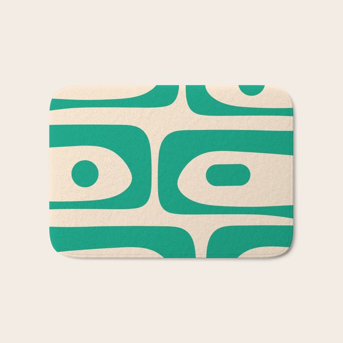 Mid Century Modern Minimalist Retro Abstract Piquet Pattern in Jade Green Bath Mat Gallery Image 1