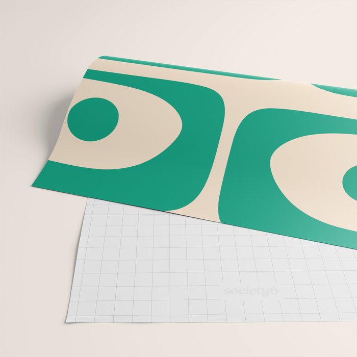 Mid Century Modern Minimalist Retro Abstract Piquet Pattern in Jade Green Wrapping Paper Gallery Image 2