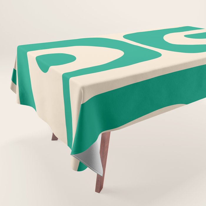 Mid Century Modern Minimalist Retro Abstract Piquet Pattern in Jade Green Tablecloth Gallery Image 1