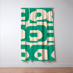 Mid Century Modern Minimalist Retro Abstract Piquet Pattern in Jade Green Window Curtain Gallery Image 3