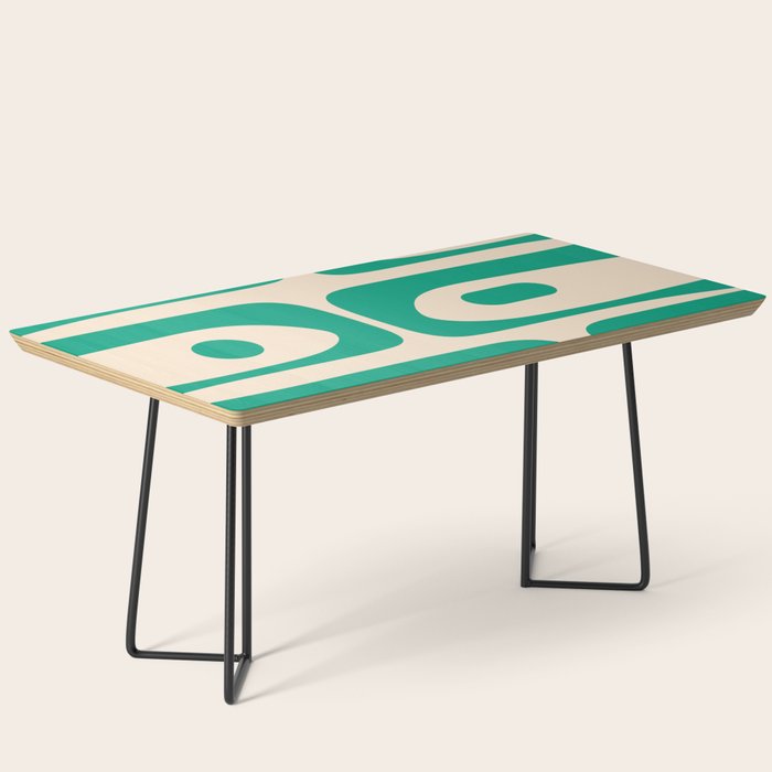 Mid Century Modern Minimalist Retro Abstract Piquet Pattern in Jade Green Coffee Table Gallery Image 1